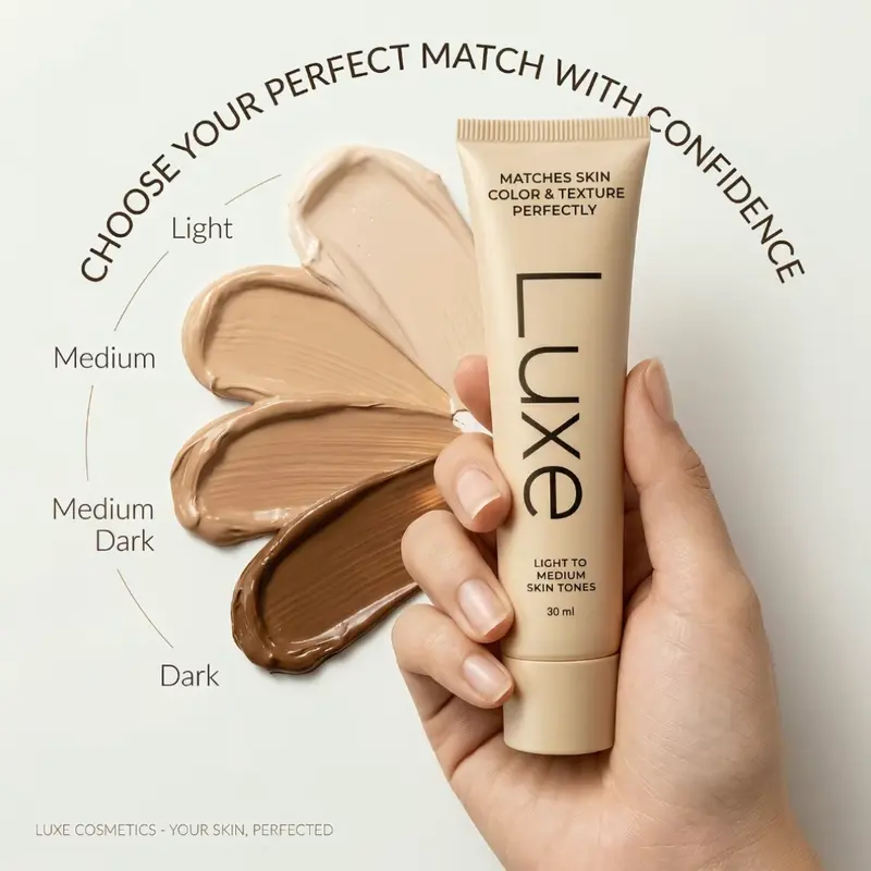 Color Changing Foundation for Women -Instantly Adapts to Your Skin Tone -Buildable Light-to-Medium, Medium Dark-to-Dark, Coverage - 12-Hour Wear - NaturalDewy Finish