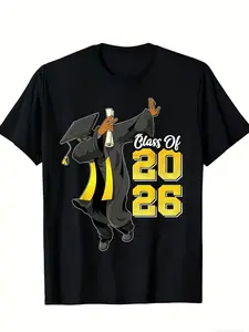 Graduation Class of 2026 T Shirts Men Funny Casual Breathable Short Sleeve Tee Summer Top Gift for Family Friends