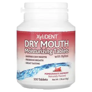 XyliDENT Dry Mouth, Moisturizing Tablets with Xylitol, Pomegranate Raspberry, 100 Tablets, 1.76 oz (50 g)