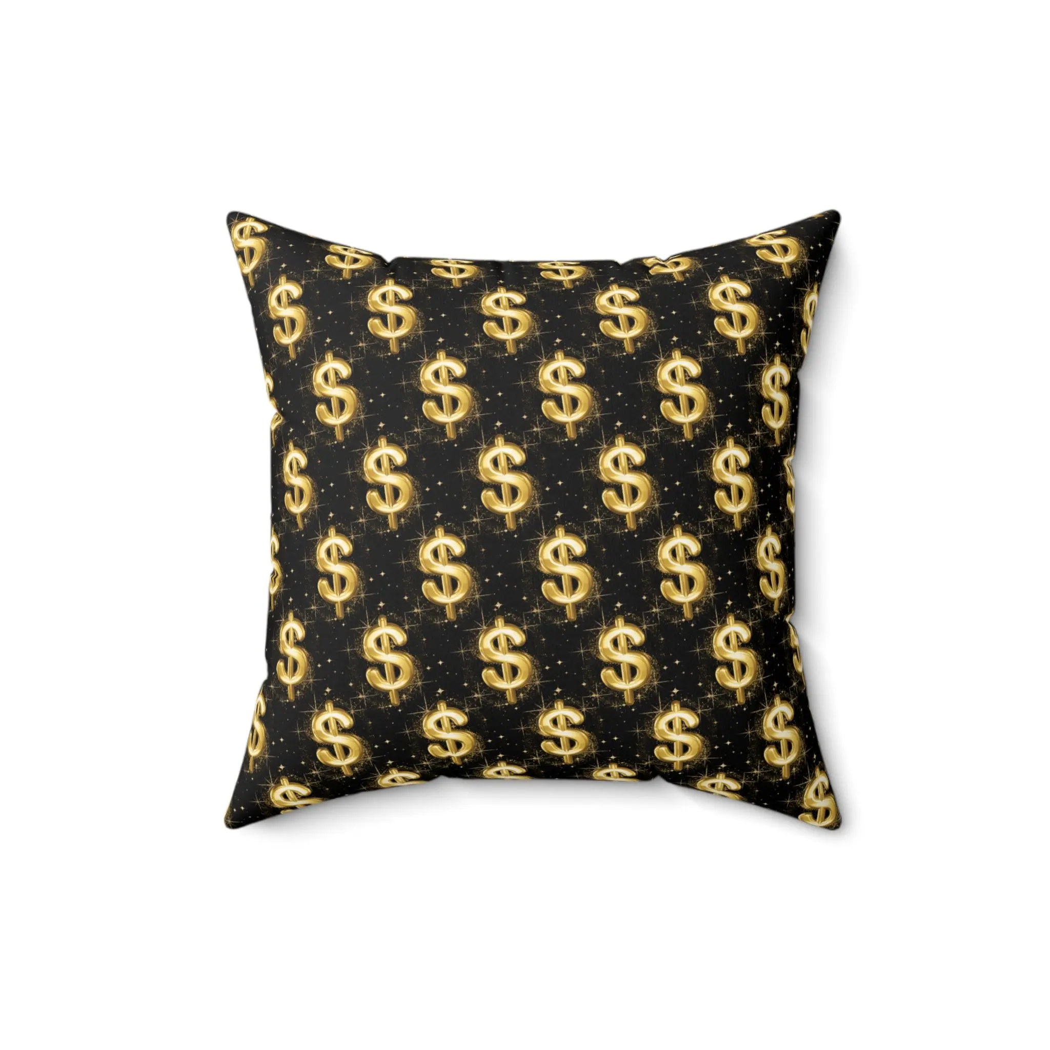 $ Gold Money Sign Throw Pillow, Spun Polyester Square (3 Sizes)