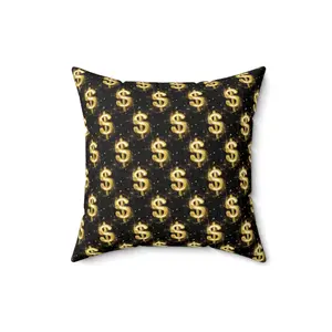 $ Gold Money Sign Throw Pillow, Spun Polyester Square (3 Sizes)