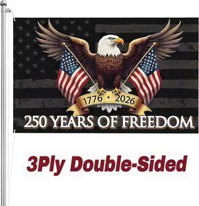250 Anniversary USA Flag, 3x5 Ft 3-Layer Double-Sided Print & Fade Resistant & Reinforced Brass Grommets, 1776-2026 USA 250 Years of Freedom Flag