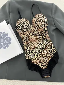 Stylish Leopard Print Cami Bra for All Seasons, Body Shaping Shapewear Bodysuit with Tight Fit, Casual Underwear for Layering and