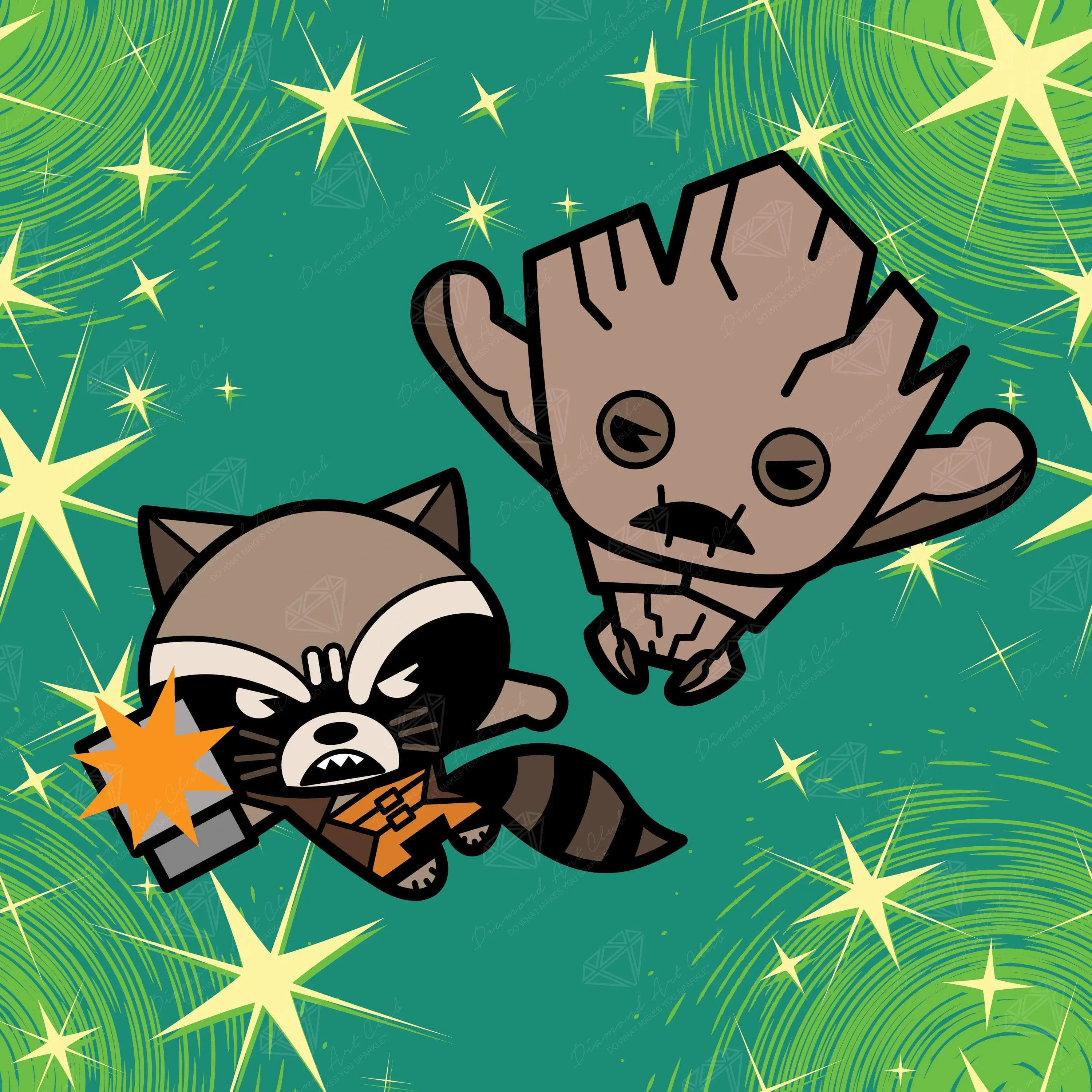 Diamond Art Club® Rocket™ & Groot™ Diamond Painting Kit