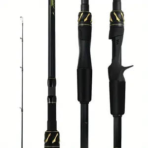 Black Carbon Fiber Fishing Rod - M Tone Long Casting Rod - Comfortable Grip, Smooth Large Guide, Sensitive Tip, Modern Stripe Design - for Fresh and Salt Water - Bass and Trout - Perfect Gift for Fishing Lovers