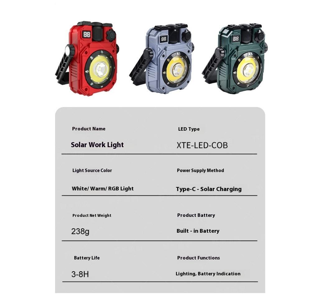 WorkLight Camping Light With Built-in Power Supply, Type-C Rechargeable, Outdoor Light, Multiple Light Sources, Dimming, Emergency Transition, Rainbow Cycle Multi-functional Flashlight.