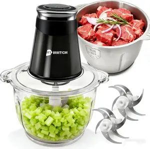iRIITCH Food Processors, Food Chopper with Meat & Vegetable Chopper - 2 (10 Cup+5 Cup) with 500W Copper Motor - Includes of Bi-Blades for Fruits/Meat/Nuts