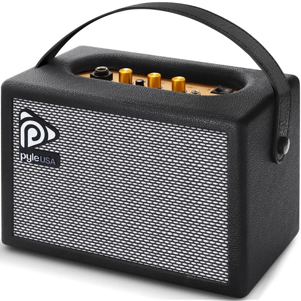 Portable 10W Guitar Amplifier – 5" Full-Range Speaker Practice Amp with Drive Switch, Headphone Jack, Adjustable Bass & Treble Controls - Lightweight Leather-Coated Mini Electric Guitar Amp for Home & Travel
