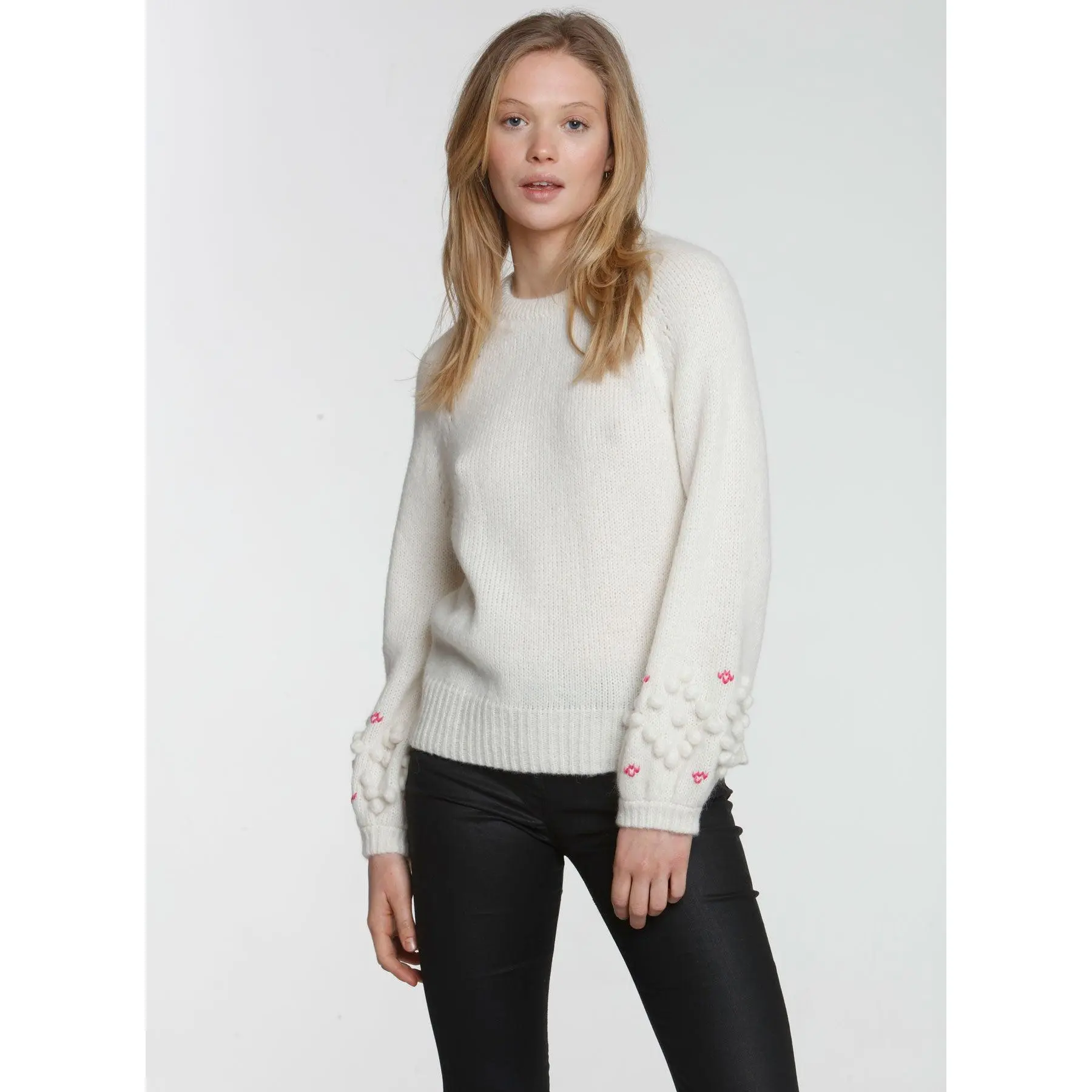 Heidi Bobble Sleeve - White