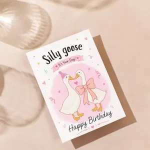 Funny Goose Birthday Card, Silly Goose Card, Cute Animal Pun Birthday Card, Unique Happy Birthday Card for Him Her, Funny Greeting Card