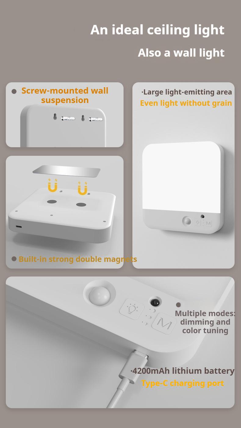 Rechargeable Motion Sensor Ceiling Light with Remote Wireless Battery Operated Waterproof for Bathroom Stairs Hallway Garage Shed Motion Sensor Functionality & Versatile Usage