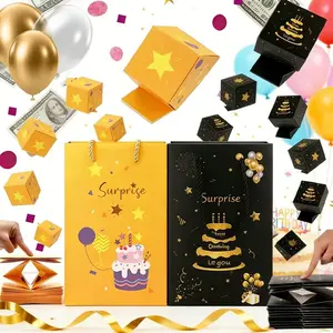 Birthday surprise gift box pop-up cash holder, colorful paper explosion, foldable bouncing money bag, mysterious birthday gift box, luxury gift box, alentine， Anniversary, Birthday Surprise Gift Box Explosion Gift Box DIY, Party Packs