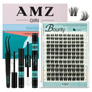 AMZGIRL LASH  DIY Cluster Lash Extension Kit  Eyelashes Waterproof Bond and Seal DIY Lash Extensions Lash Clusters Waterproof Lash Clusters Kit  Makeup Cosmetic 120PCS D Curl 8-18mm