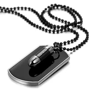 OIDEA Army Style Bullet Dog Tag Pendant Necklace for Men Alloy Black White Red Silver 27", Chain Jewelry Necklaces, Military, Urban Style