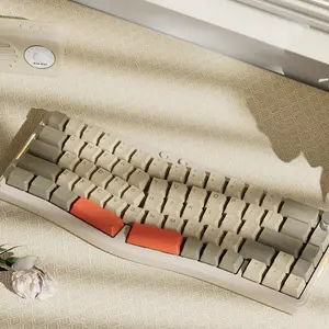 AJAZZ AKS068 PRO sea salt switch gray rice orange wireless mechanical keyboard Alice with Bluetooth three-mode office ergonomic keyboard RGB 3000mah