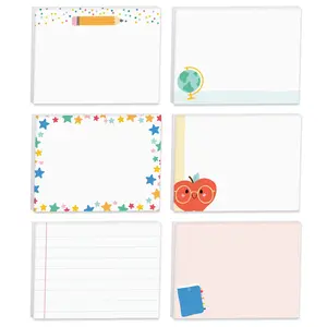 Cute Teacher Icons Sticky Note Pads / 4" x 3" Repositionable Classroom Sticky Notes / 50 Sheets Per Pad / Set Of 6 Designs / Made In USA