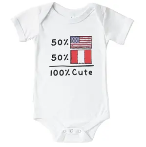 50% American 50% Peruvian 100% Cute Peru USA Flags One Piece Baby Bodysuit