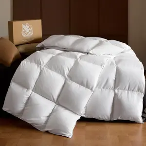 Goose Down Fiber Comforter  Size - Summer Hotel Quality Duvet Insert, High Fill Power, Ultra Soft  , Box-Stitched, Breathable, Lightweight Luxurious White Cooling Comforter,90"x 68"