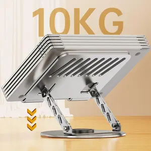Heavy-Duty Carbon Steel Laptop Holder 360° Rotatable Foldable & Height Adjustable Ergonomic Support for Laptops Tablets Sturdy for Daily Use Lightweight Space-Saving Design