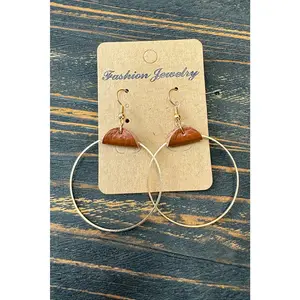 Gold Leather Hoop Earrings