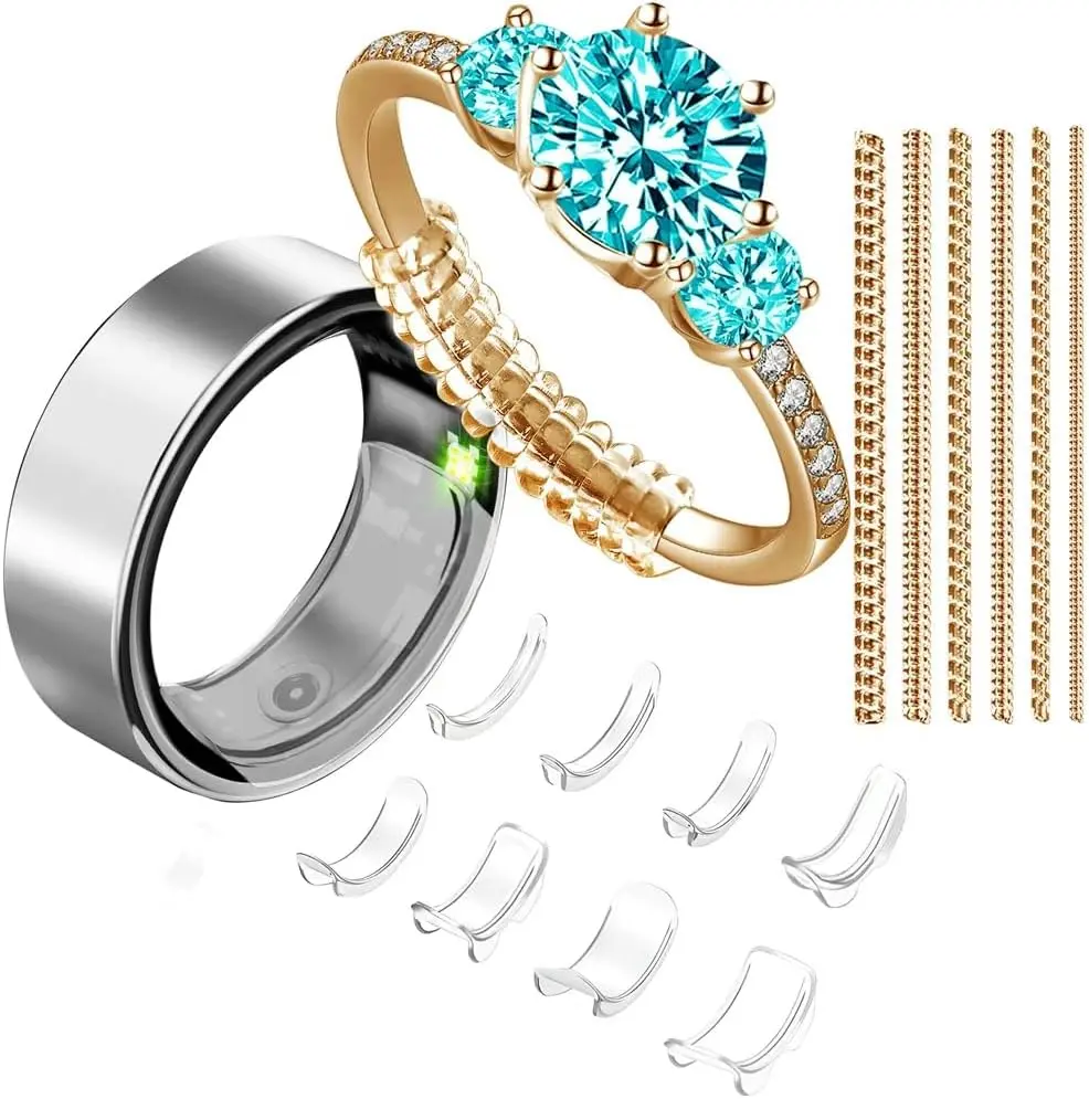 Adjustable   Ring Sizers for Loose Rings   Reducer   , 14 PCS 2-In-1 Tightener Kit with Spiral Coil & Spacer Adjuster for 1–9.5 mm Engagement Wedding Thin Band, Inserts Reduce 0.5-1.5 