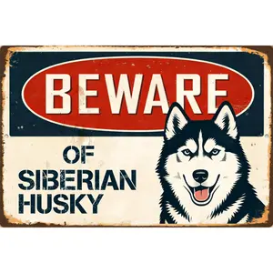 Dog Warning Metal Sign Wall Art Animal Graphic Vintage Decor for Home, Office, Garden, Entryway, Kitchen, Living Room, Restaurant, Industrial Wall Decoration
