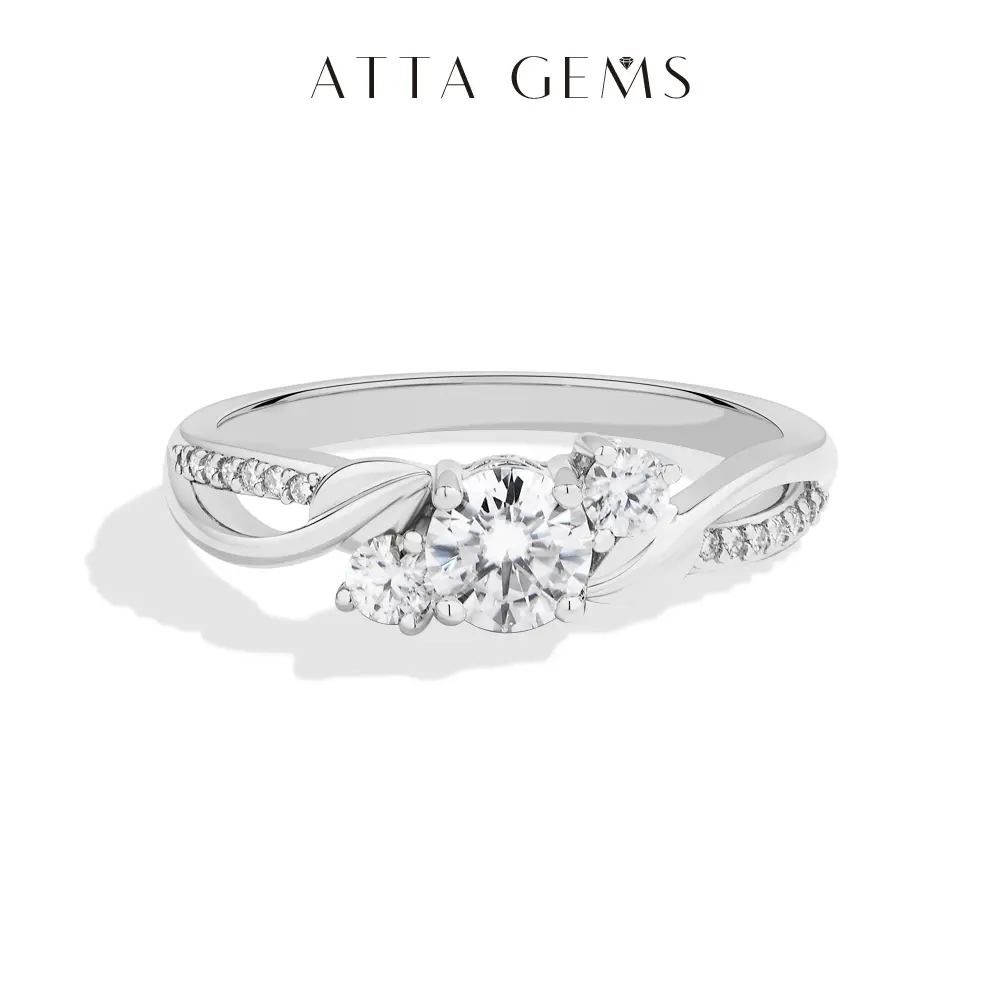 ATTAGEMS Fashion Design 0.5CT Round Cut D Color VVS1 Lab-Created Moissanite Ring for Women 925 Sterling Silver Engagement Wedding Anniversary Gift Fine Jewelry R356 summerwins