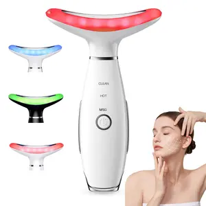 3 Colors,Portable Facial Massager, Neck Face Massager for Skin Care, Skin Care Double Chin Neck Beauty, ，Rechargeable 3 Colors Home Skin Care Massager,  Holiday Gift for Girls，white,pink