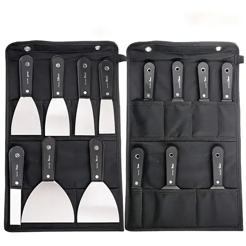 7pcs Stainless Steel Drywall Tool Kit - Home Improvement Wall Repair Set with Putty Knife, Paint Scraper, Plastering Tape Knife, Storage Bag for Applying Drywall Plaster, Organized Storage