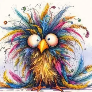 5D DIY Full Drill Round Diamond Painting - Diamond Art Kit Colorful Cute Bird Mosaic, Canvas - DIY Decorative Painting, Home Wall Decor, Suitable for Halloween and Christmas, Birthday and Anniversary Gifts