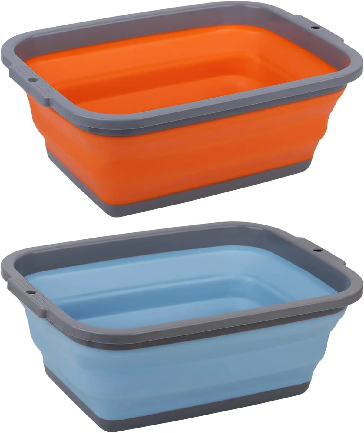 2-Pack Collapsible Water Buckets – 2.5-Gallon Portable Folding Basins for Outdoor Camping, Travel, Washing Produce, and Laundry
