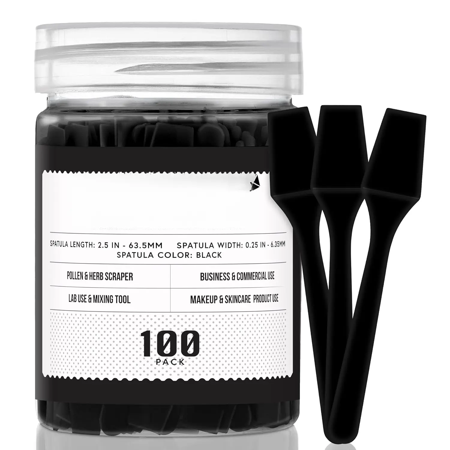 Mini Lotion Spatula (2.5", 100 Pack) - Mini Spatula for ,  & Crafts | Ointment Applicator for Mixing, Skincare,  Mask | Disposable Lotion Applicator for  | Black