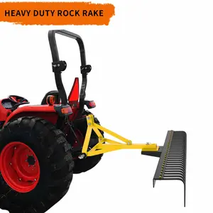 YINTATECH 5 FT Landscape Rock Rake, 3 Point Attach Rake with 360 Degree Rotation Tow-Behind Garden Tool for Compact Tractors, Category 1 rake leaf  rake