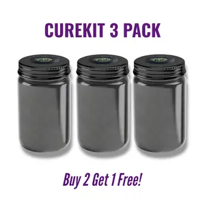 Dry Tents Cure Kit 3 Pack- UV Tinted Curing Jars for Organic Aromatics with Built In Temp/Humidity Gauge and Control Packs For Curing And Plant Care