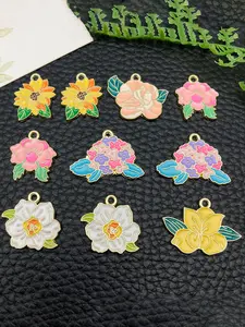 10pcs Fashion Enamel Mother's Day Flower Charm, Hydrangea Cute Pendant, Sunflower Pendant, DIY Bracelet Necklace Earrings, Jewelry Making Crafts Accessories