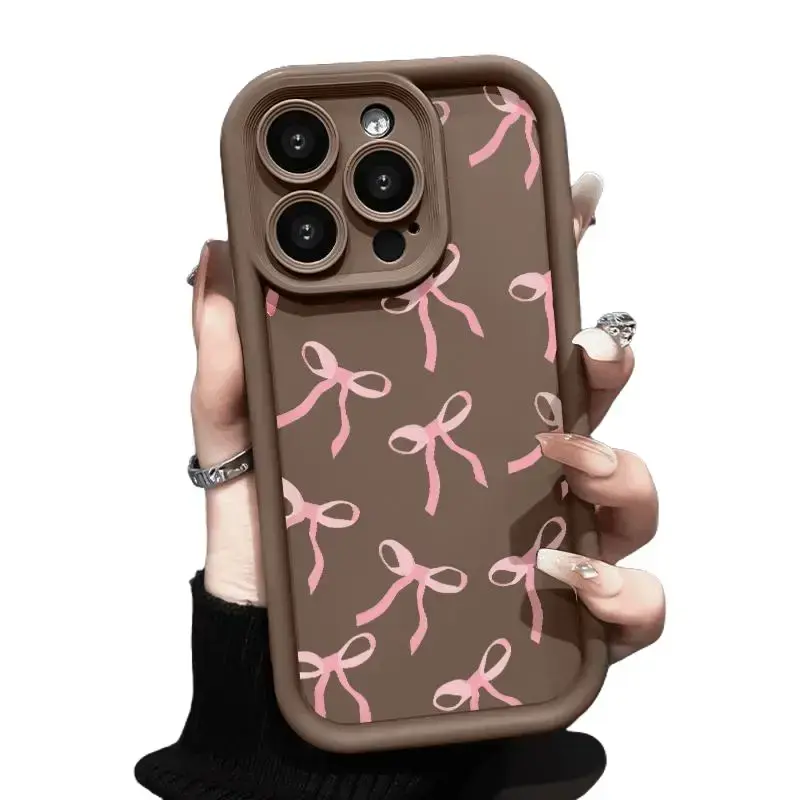 Soft Silicone Protective Casing & Protector for iPhone 16,15 Pro Max Plus,14,13,12,11,X,XR - Elaborate Bow, Rugged Durable, Shockproof, Anti-Scratch, Full Body Protection, Non-Slip Smartphone Accessory