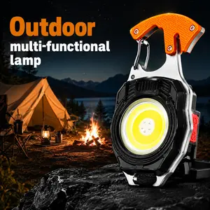 7-in-1 Rechargeable LED Camping Work Light – Magnetic Portable Outdoor Emergency Flashlight with 6 Light Modes, Safety Cutter, Whistle, Screwdrivers, Bottle Opener & USB-C Fast Charging
