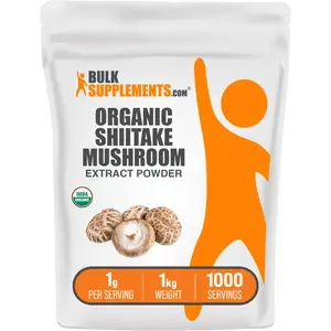 BulkSupplements Organic Shiitake Mushroom Extract Powder - Edible - Natural Antioxidants - Mushroom Supplements - 100g-1kg - 1000mg per Serving