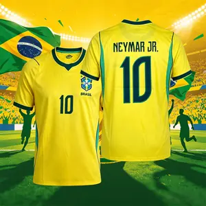 2026 Brazil Home And Away Yellow And Blue 10# Neymar 10# Vini 11# Raphinha Short Sleeve Soccer Jersey Fans Version