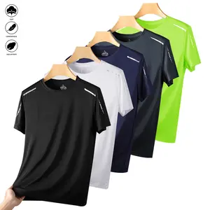 Men's casual sports T-shirt, fashionable patchwork summer short-sleeved men's T-shirt, summer quick-drying fabric men's sports shirt, stretch and breathable printed men's fitness training top short-sleeved T-shirt