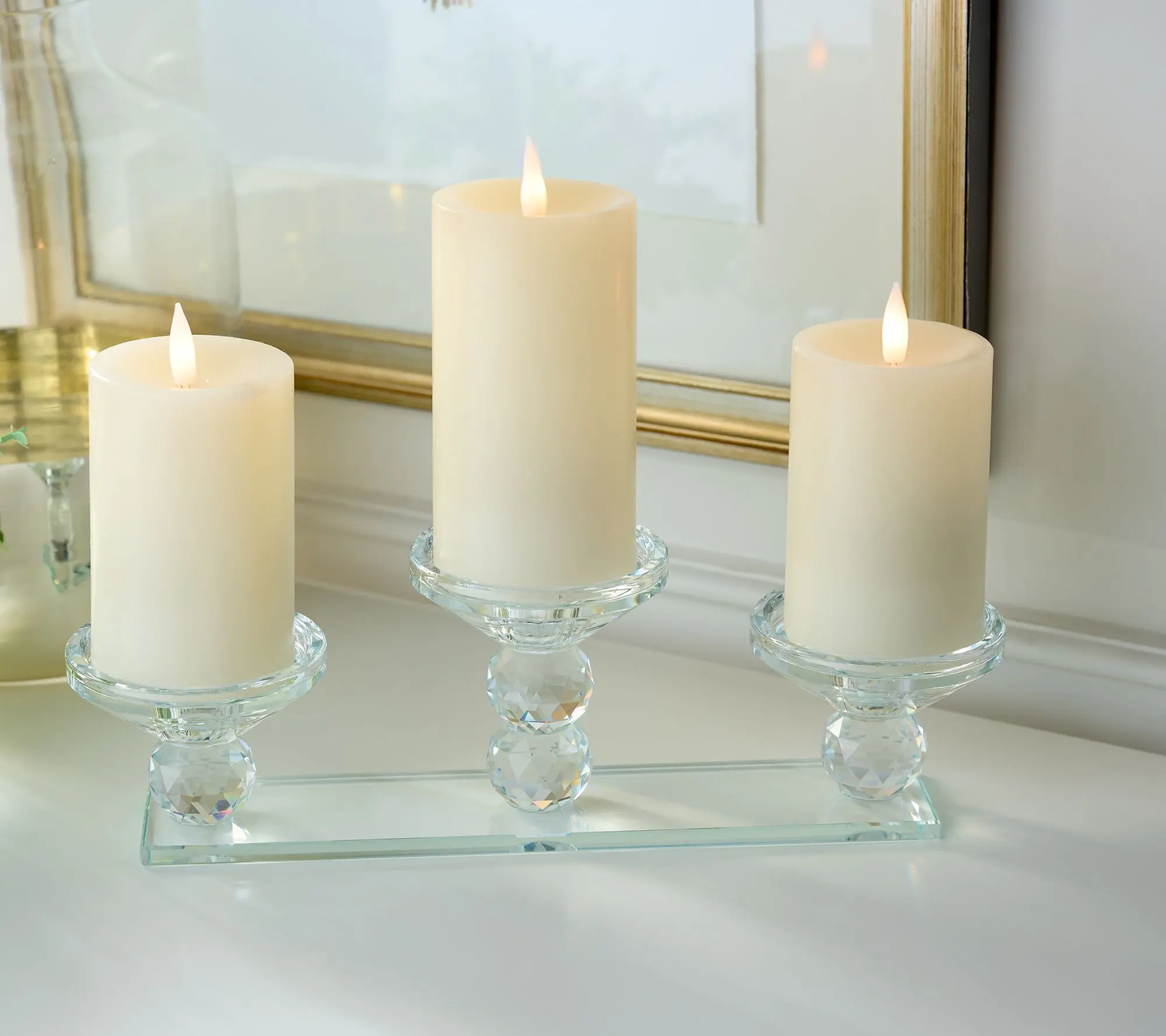 Faceted Glass Candle Holder Trio by Valerie Faceted Glass Candle Holder Trio by Valerie