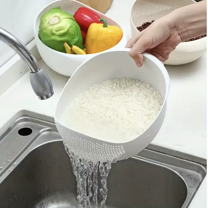 Multi-Purpose Rice Strainer Basket Fruit Vegetable Drain Sieve Kitchen Tool
