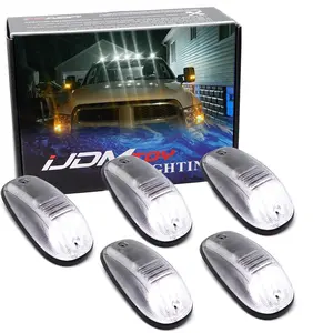 iJDMTOY Semi-Clear Lens Xenon White Full LED Cab Roof Marker Lamps Replacement For Dodge 2003-18 RAM 1500 2500 3500, Also Universal Fit For Other Trucks