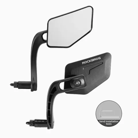 ROCKBROS Left Handlebar Mount Bar End Bike Mirror - Ball Joint 360° Rotatable, HD Glass, Automotive Grade Scratch-Resistant, Impact Frame Handles Bumps, Nylon Fiber, 19-23mm Fit, Allen Wrench Included, Ebike Commute & MTB Accessories