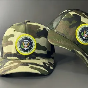 Presidential Seal Camo Trucker Hat | Patriotic US Camouflage Snapback Mesh Cap