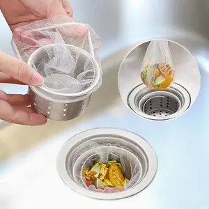 Kitchen Disposable Mesh Sink StrainerBag and PP Extraction Box Fits All Size SinkStrainer Elastic Anti-clogging Sink DrainStrainer Collecting Kitchen Food WasteGarbage