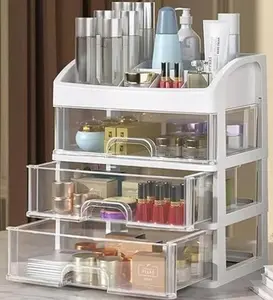 Makeup Organizer Makeup Storage for Vanity with Drawers Stackable Cosmetic Organizer for Makeup Brush, Hair Accessories, Lipstick and Jewelry - White
