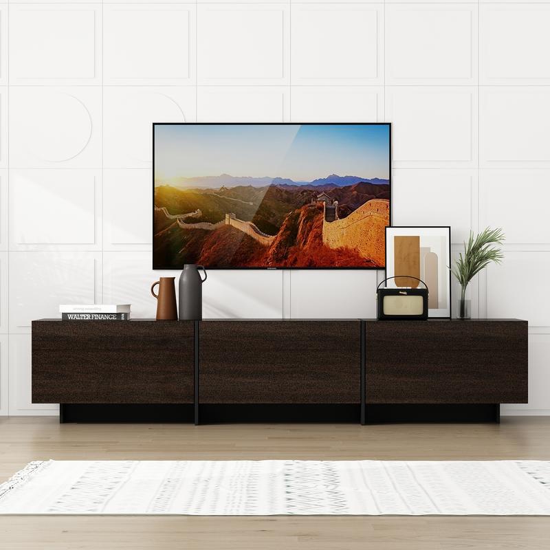 FUFU&GAGA Sleek Design 71.7" W TV Stand with 3 Flip-Down Drawers, High Quality Modern Entertainment Center with Storage, Media Console Table TV Cabinet, Dark Brown Living Room Home