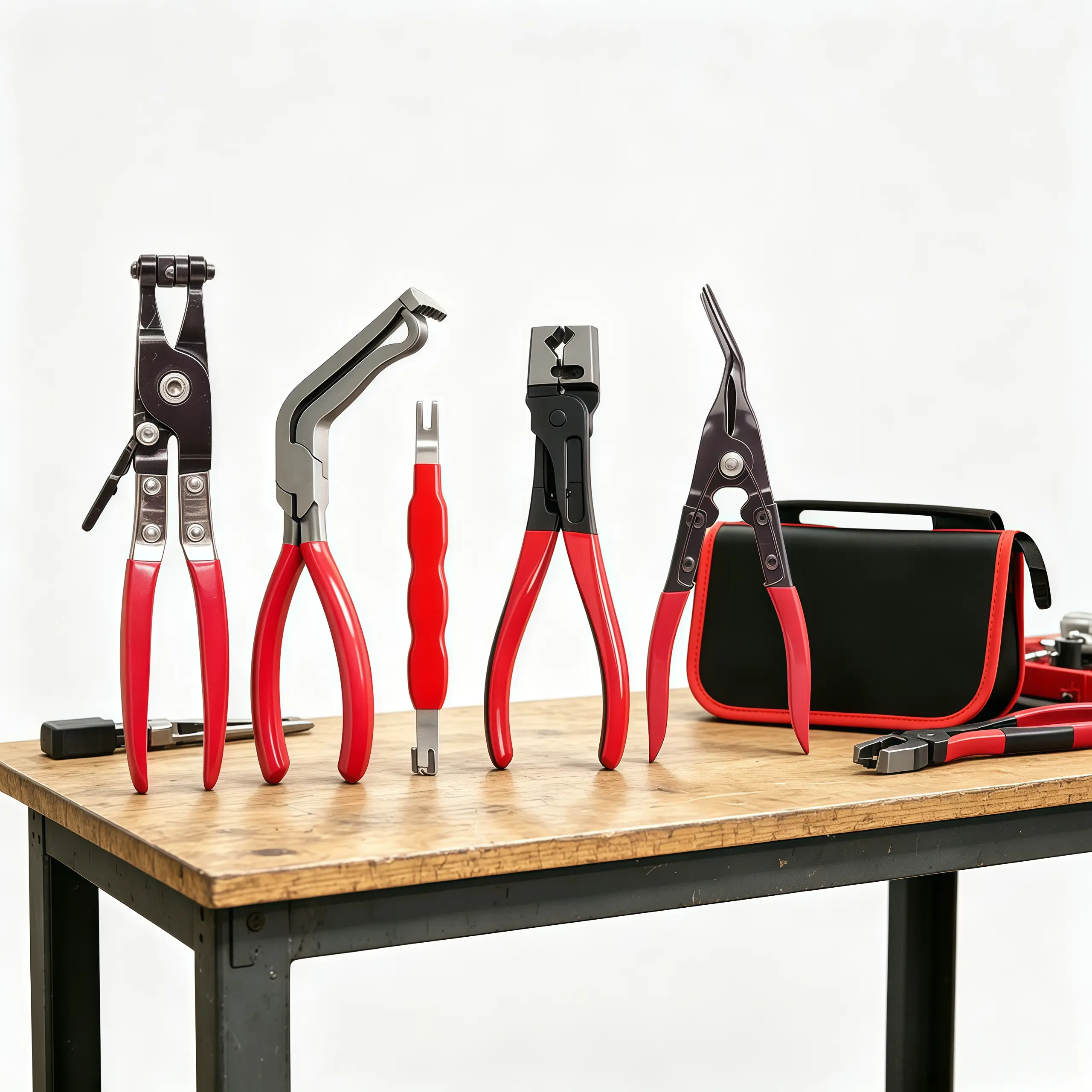 Must-Have  Automotive Electrical Disconnect Pliers Kit for Car Repair - 60° High-Carbon Steel Tool Set with Connector Separator, Hose Clamp Plier, Trim Clip Remover, Plug Release & Wire Terminal Tool in Storage Bag