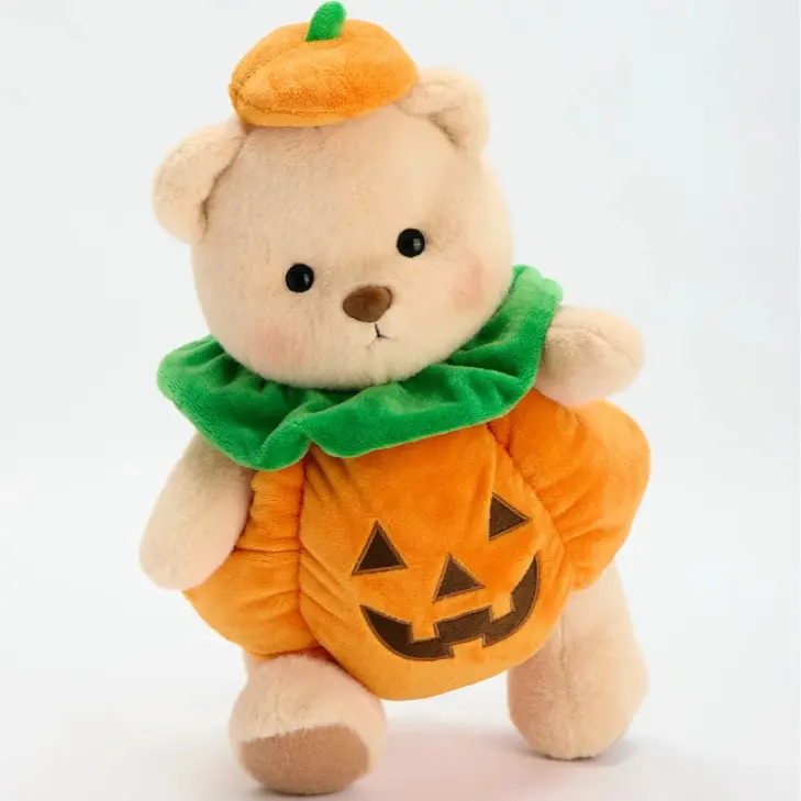 Getahug Halloween Aesthetic Whimsical Spooky Pumpkin-Shape Bear Handmade Stuffed Toy - Stuffedanimals, Handmade Craft, Halloween Gifts, Adorable Design Stuffed Toys, Festive Holiday Decor